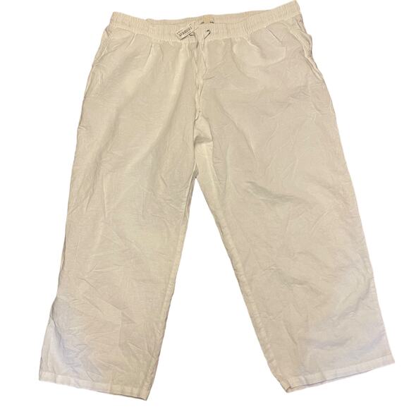 Amazon Essentials White Linen Blend Wide Leg Pants Size 3X - Picture 1 of 3